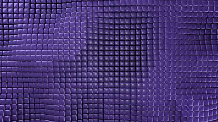 Abstract background with waves made of a lot of purple cubes geometry primitive forms that goes up...