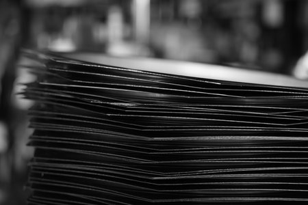 Sheet Metal Stamping Tool Die for Automotive Precision Parts on The Numerical Control Milling Machine Table. Tandem Stamping System. At a High Quality Technology Factory. Black andの写真素材