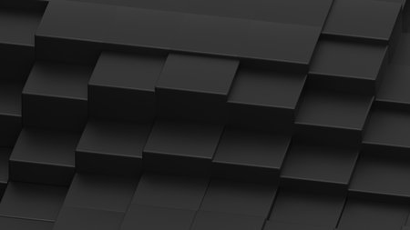 Abstract background with waves made of a lot of dark metallic silver cubes geometry primitive forms...