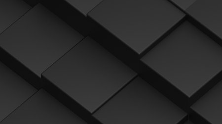 Abstract background with waves made of a lot of dark metallic silver cubes geometry primitive forms...