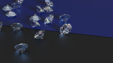 Shiny Diamonds on black surface background. Concept image of luxury living, expensive things and...