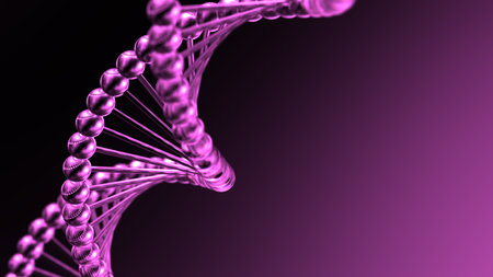 Science Molecular Clear DNA Model Structure under blue-yellow flash lighting background. 3D illustration. 3D CG. 3D high quality rendering.の写真素材