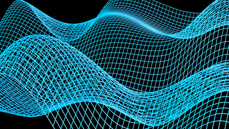 Silver illuminated mathematical geometric abstract wave grid under blue-white background wall paper....