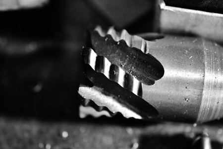 Sheet Metal Stamping Tool Die for Automotive Precision Parts on The Numerical Control Milling Machine Table. Tandem Stamping System. At a High Quality Technology Factory.の写真素材