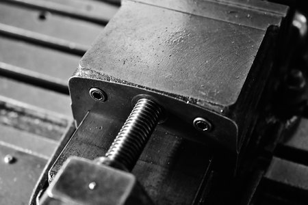 Sheet Metal Stamping Tool Die for Automotive Precision Parts on The Numerical Control Milling Machine Table. Tandem Stamping System. At a High Quality Technology Factory.の写真素材