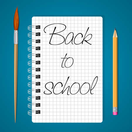 Notebook and pencils and brush back to school.のイラスト素材