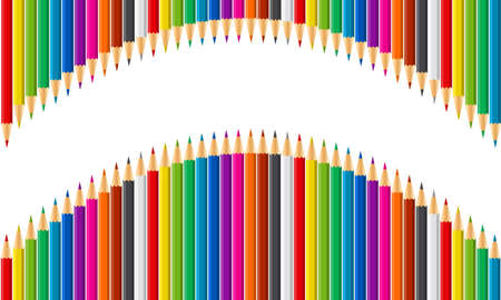 Rainbow set of colored pencils in wave shapeのイラスト素材