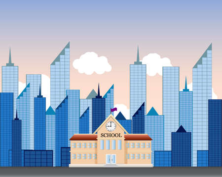 Back To School Building. Vector Illustration . welcomeのイラスト素材