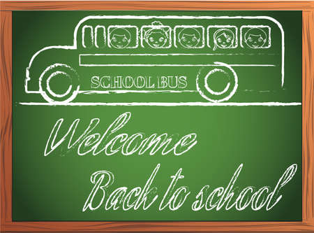 back to school written on blackboard with chalk vector illustrationのイラスト素材