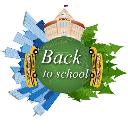 School. back to school on the map . vector illustration.のイラスト素材