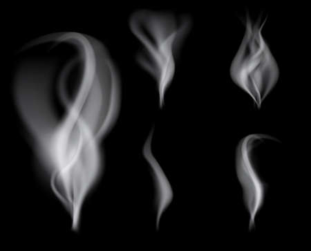 realistic smoke on black background vector illustrationのイラスト素材