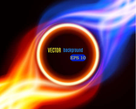 Abstract burning fire circle top view vector backgroundのイラスト素材