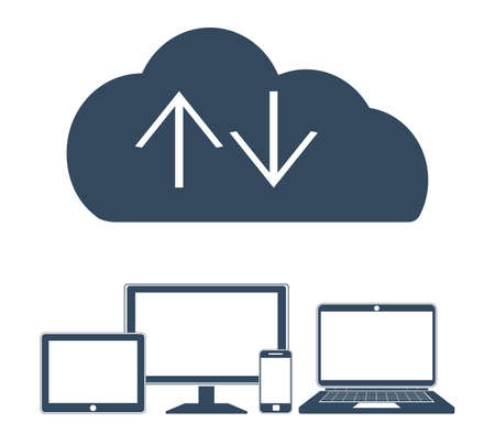Cloud computing Network Connected all Devices. Flat design.のイラスト素材