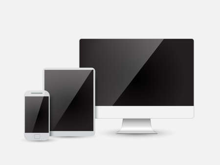 Modern device - monitor, computer, phone, tablet on a white background. Vector illustration EPS10のイラスト素材