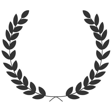 A laurel wreath - symbol of victory and achievement. Design element for construction of medals, awards, coat of arms or anniversary logo. Gray silhouette on white background. Laurel wreath iconのイラスト素材