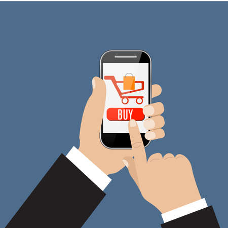 mobile shopping button, flat designのイラスト素材