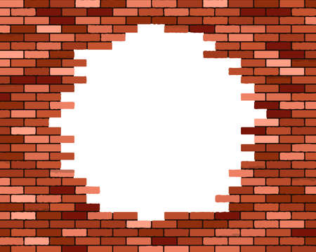 Broken brick wall, vector eps10 illustrationのイラスト素材