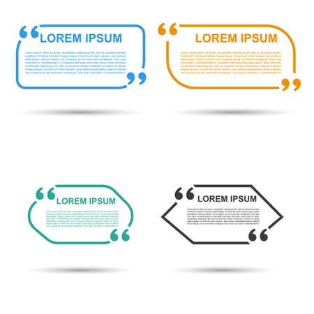 Quote blank template. Quote bubble. Empty template. Circle business card template, paper sheet, information, text. Print design. Quote form. Template vector set. Quotation Speech banner.のイラスト素材