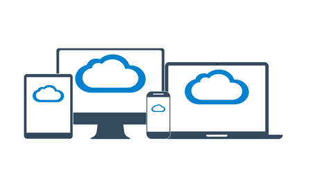Cloud computing Network Connected all Devices. Flat design.のイラスト素材