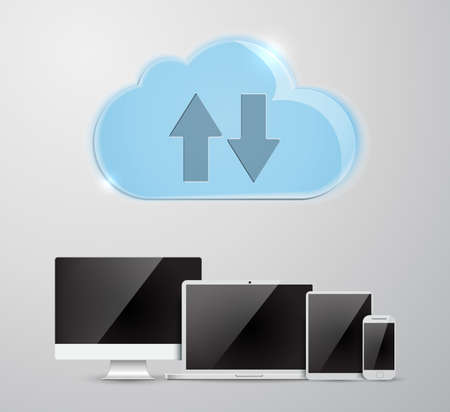 Cloud computing Network Connected all Devices.  vector illustrationのイラスト素材