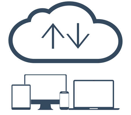 Cloud computing Network Connected all Devices. Flat design.のイラスト素材