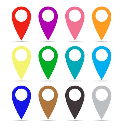 set of the multicolored paper map point for websites, infographic, business or applications  for smartphones and tablets, vector icon, Map markers with circles with blank space. Flat design.のイラスト素材