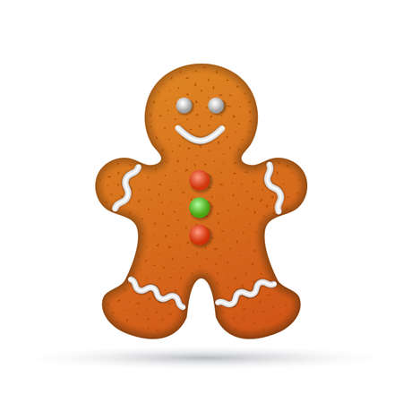 Gingerbread man isolated on white background, illustration.のイラスト素材