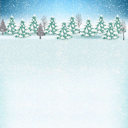 New year and  Merry Christmas Winter landscape . Vector illustration.  concept for greeting or postal cardのイラスト素材