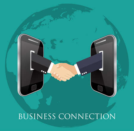 business connection and relations. Handshake, business icons in flat, e-business, apps bannerのイラスト素材