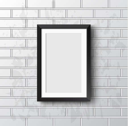 Realistic frame on White grunge brick wall.のイラスト素材