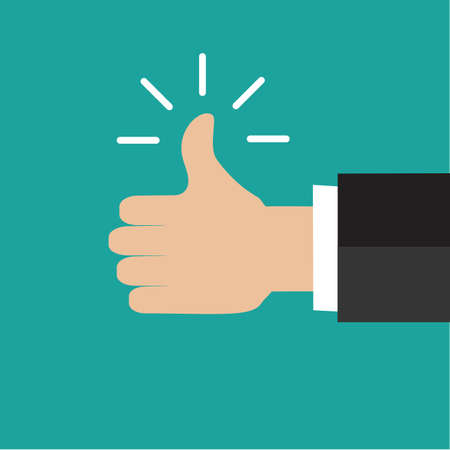 Thump up vector sign in flat style. Vector illustrationのイラスト素材