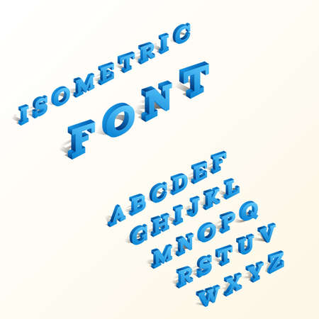 Isometric alphabet font. 3D isometric letters for web and mobile deviceのイラスト素材