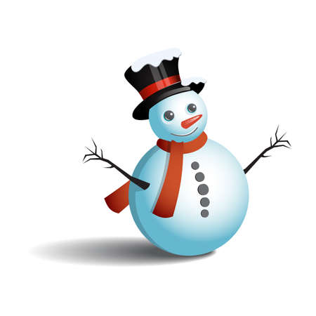 Snowman vector illustration on white backgroundのイラスト素材