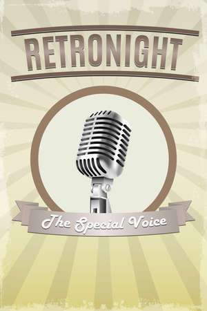 Abstract Retro Microphone Music Background Template Banner
