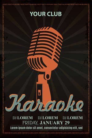 Abstract Retro Microphone Music Background Template Banner