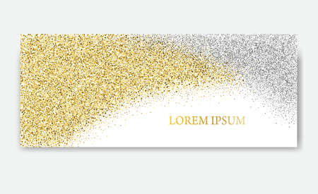 Horizontal Gold and silver Banners, Greeting Card Design. Golden Dust. Happy New Year and Christmas template for design, invitation, business, vip, flyer, voucher, certificate, tag, web, header.のイラスト素材