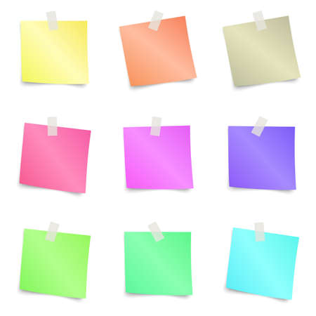 Sticky Notes - Set of Colorful sticky notes isolated on white background. Vector illustrationのイラスト素材