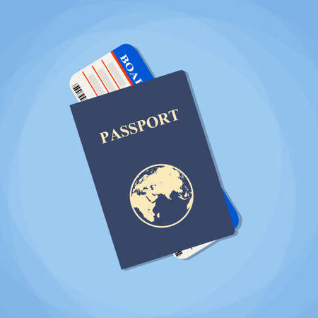Vector illustration passport with tickets. Air travel concept. Flat Designのイラスト素材