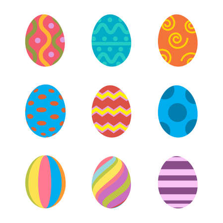 Easter eggs vector icons flat style. Easter eggs isolated vector. Easter eggs for Easter holidays design. Easter eggs icons flat modern style. Easter eggs isolated on white background.のイラスト素材