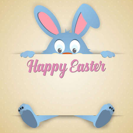 Happy Easter card with rabbit ears. Easter rabbit for Easter holidays design. Easter bunny on light background.のイラスト素材