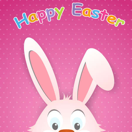 Happy Easter card with rabbit ears. Easter rabbit for Easter holidays design. Easter bunny on pink background.のイラスト素材