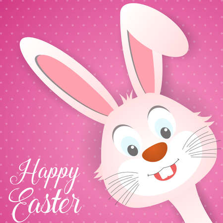 Happy Easter card with rabbit ears. Easter rabbit for Easter holidays design. Easter bunny on pink background.のイラスト素材