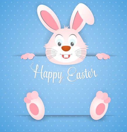 Happy Easter card with rabbit ears. Easter rabbit for Easter holidays design. Easter bunny on green background.のイラスト素材