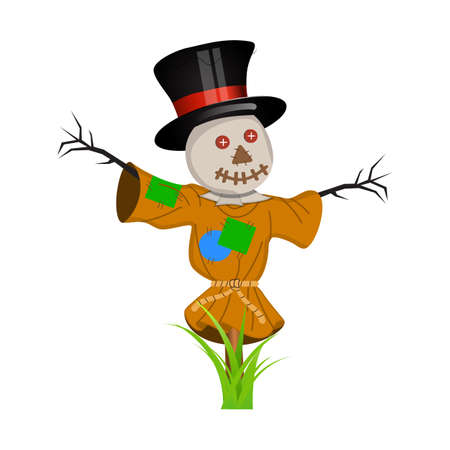 Cartoon Vector Illustration of Scarecrow Isolated on white backgroundのイラスト素材