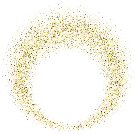 Vector gold glitter circle abstract background, golden sparkles on white background,  Gold glitter card design. vector illustration vip  design template.のイラスト素材