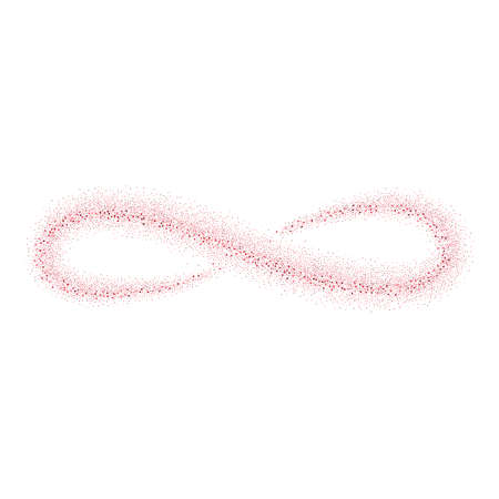 Vector red glitter infinity loop abstract background, red sparkles on white background,  red glitter card design. vector illustration vip  design template.のイラスト素材