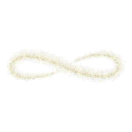 Vector gold glitter infinity loop abstract background, golden sparkles on white background,  Gold glitter card design. vector illustration vip  design template.のイラスト素材