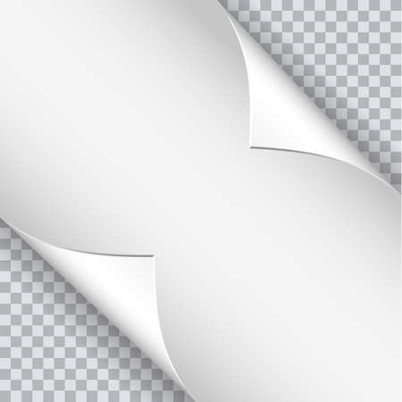 Page curl with shadow on blank sheet of paper.  Vector illustration for your design and businessのイラスト素材