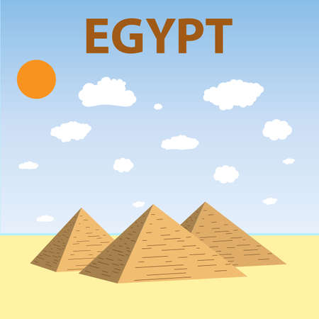 Flat design of Three Egypt pyramids vector. Pyramids Giza. Tourism. vector illustrationのイラスト素材