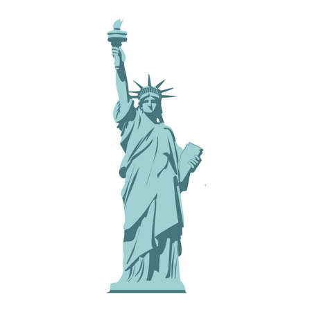 Isolated statue of liberty on white background. Flat style. Vector illustrationのイラスト素材